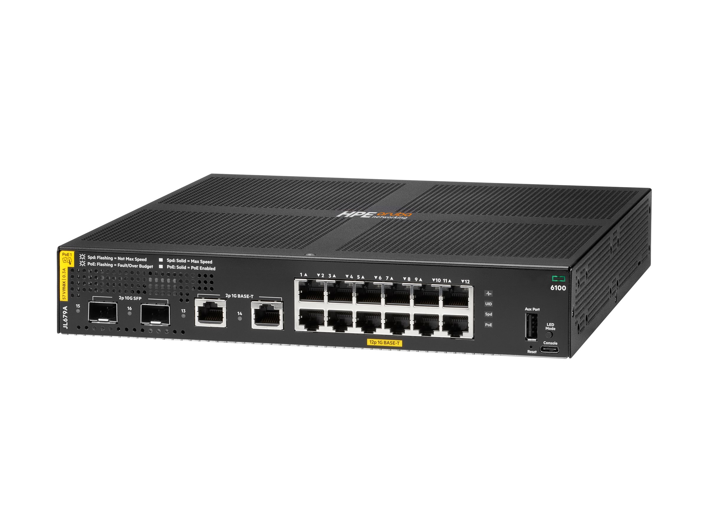 HPE Aruba CX 6100 12G Class4 PoE 2G/2SFP+ 139W Managed Switch Schwarz