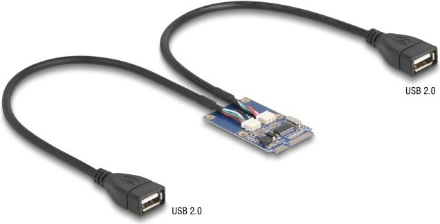 Delock Mini PCIe Adapter full size zu 2xUSB 2.0 Typ-A Buchse (64346)