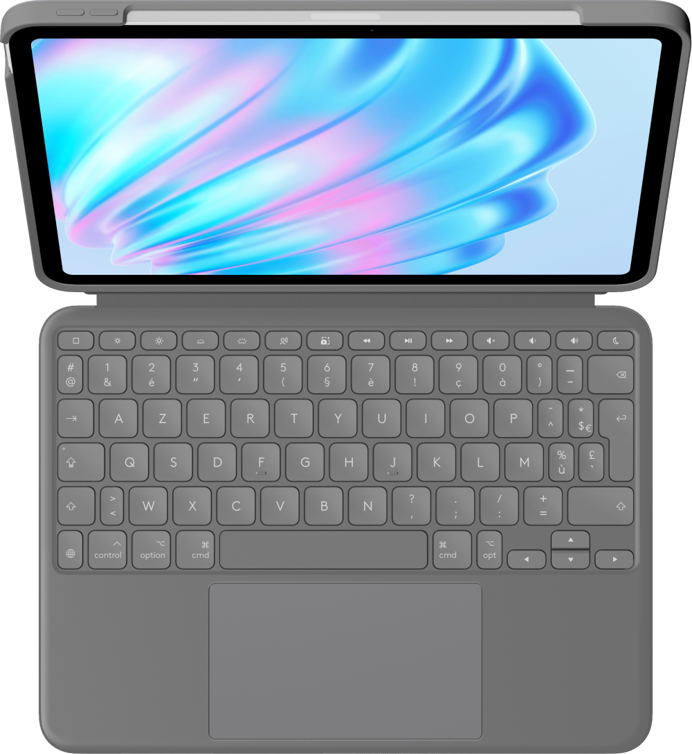 Logitech Combo Touch Tastatur und Foliohülle mit Trackpad für 11" Apple iPad Air (M2) AZERTY Französisch Oxford Gray