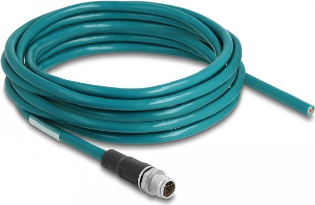 Delock Netzwerkkabel M12 8 Pin X-kodiert zu offenen Kabelenden TPU 5 m (87854)