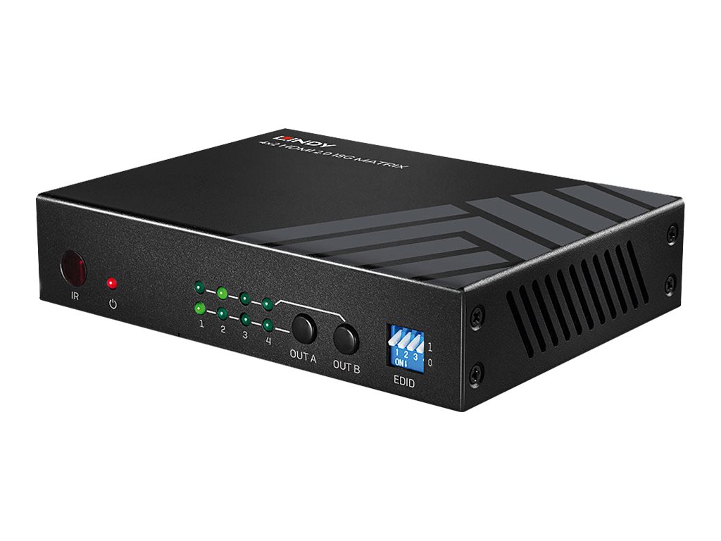 Lindy 4x2 HDMI 2.0 18G Matrix Switch 4K60 HDR Schwarz