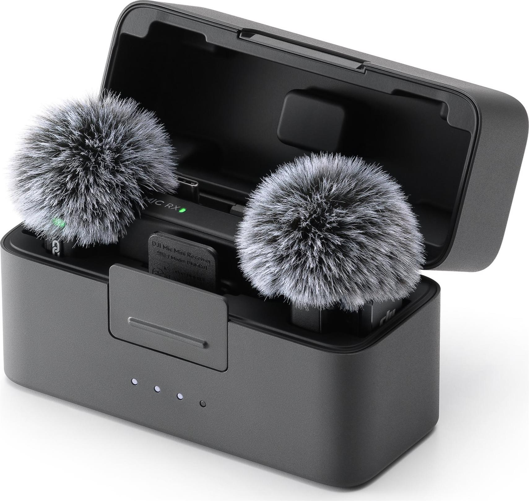 DJI Mic Mini Kabelloses Mikrofonsystem mit Ladeschale 400 m Reichweite Schwarz