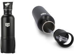 FISCHER Fahrrad-Trinkflasche, 0,75 Liter, schwarz aus leichtem, rostfreiem Edelstahl, lebensmittelecht, - 1 Stück (86057)