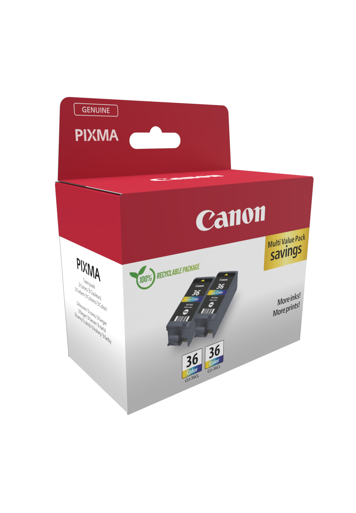 Canon CLI-36 Color Twin Pack Tintenpatrone 2er-Pack Cyan, Magenta, Gelb