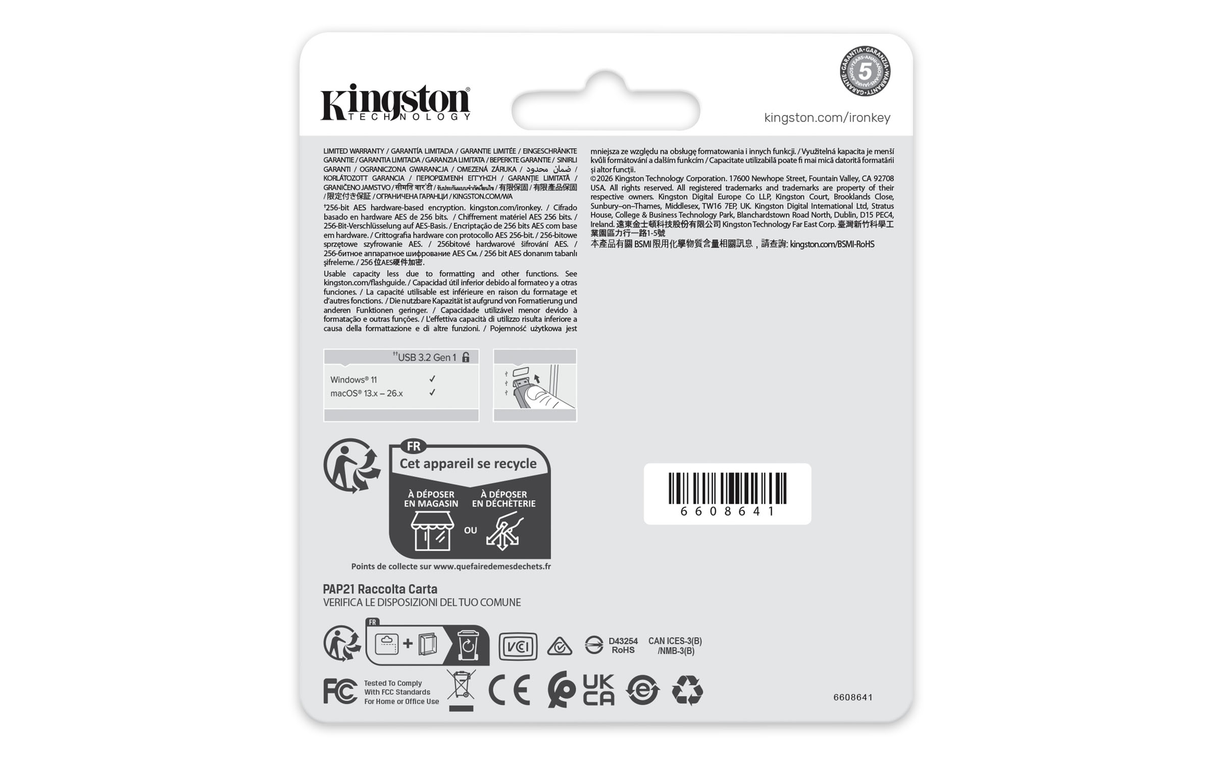Kingston IronKey Locker Plus 50 G2 128 GB USB-Stick USB 3.2 Gen 1 AES-256 Schwarz