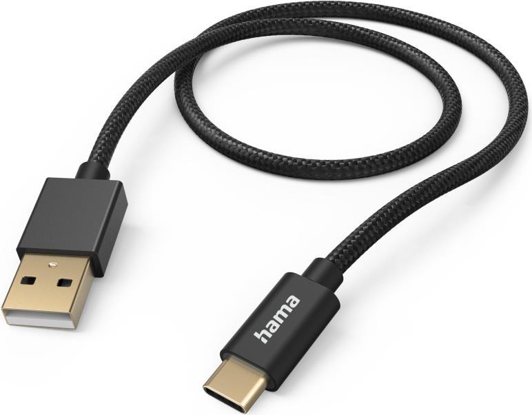 Hama Fabric USB Kabel 1,5 m USB 2.0 USB A USB C Schwarz (00201545)