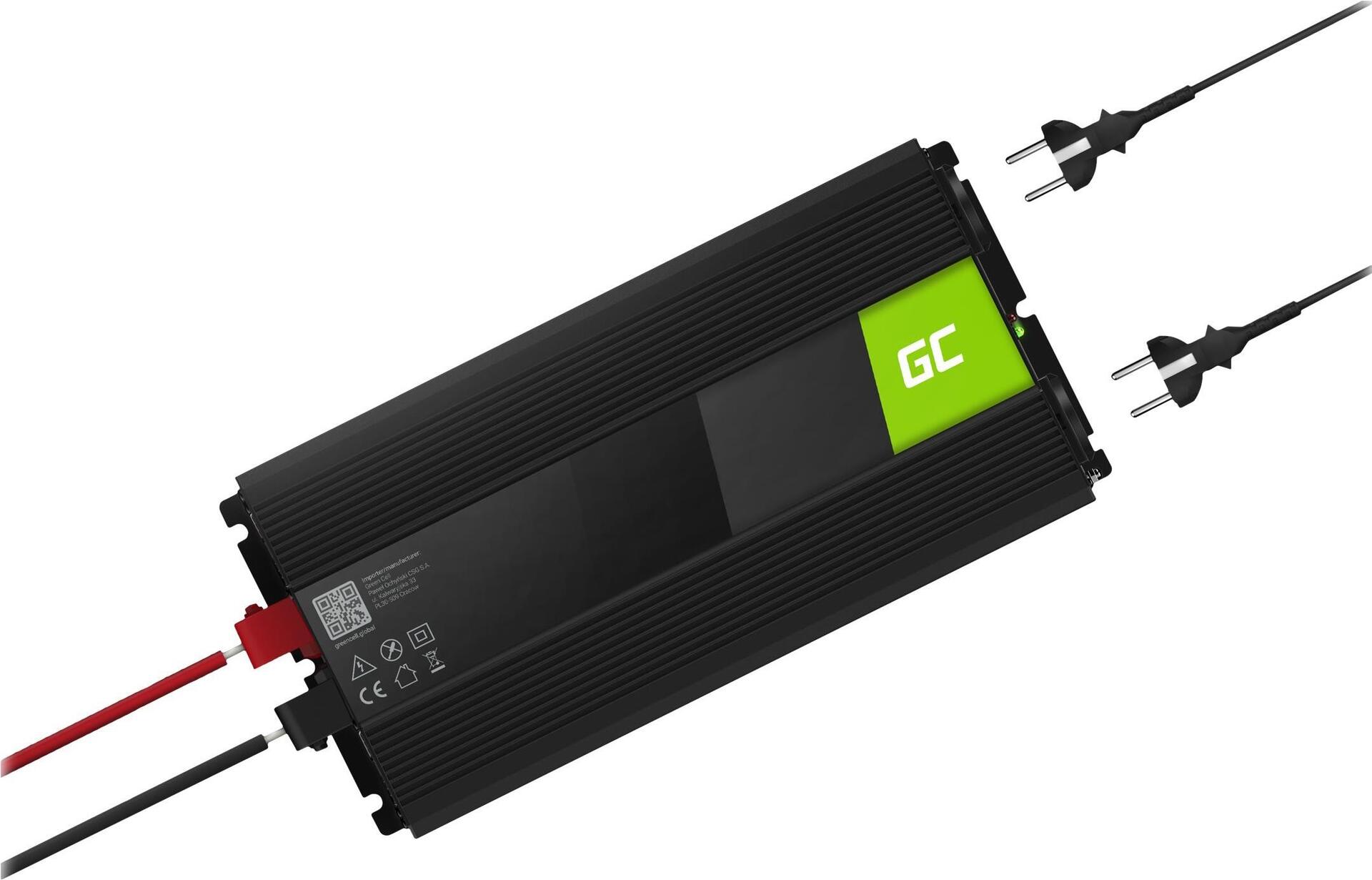 Green Cell INV21 Wechselrichter 24V auf 230V Reine Sinuswelle 3000W Schwarz