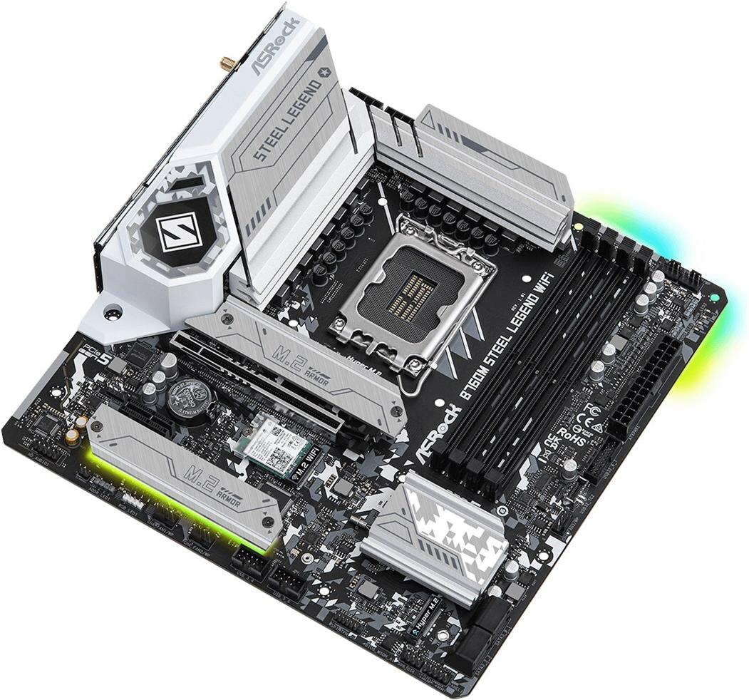 ASRock Steel Legend B760M Steel Legend WiFi LGA 1700 Micro-ATX Schwarz, Grau