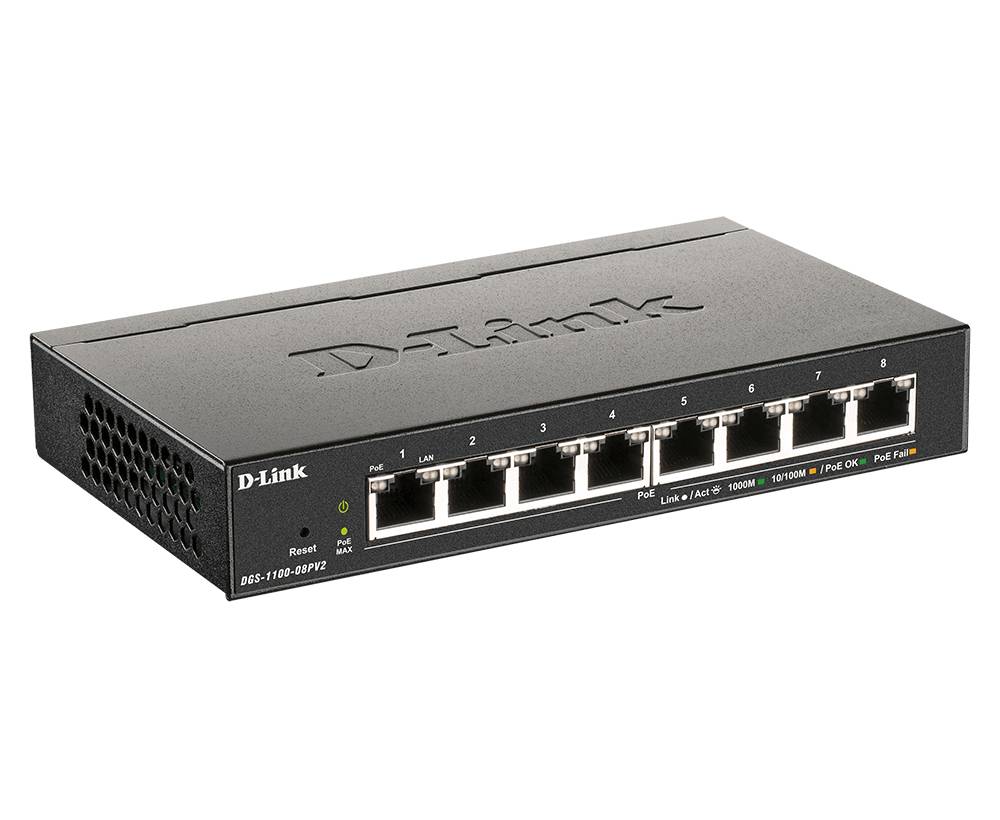 D-Link DGS 1100-08PV2 Gigabit PoE Smart Switch 8 Ports Schwarz
