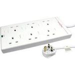 MicroConnect 6-way UK Socket 2M White (GRU006WUK-SWITCH)