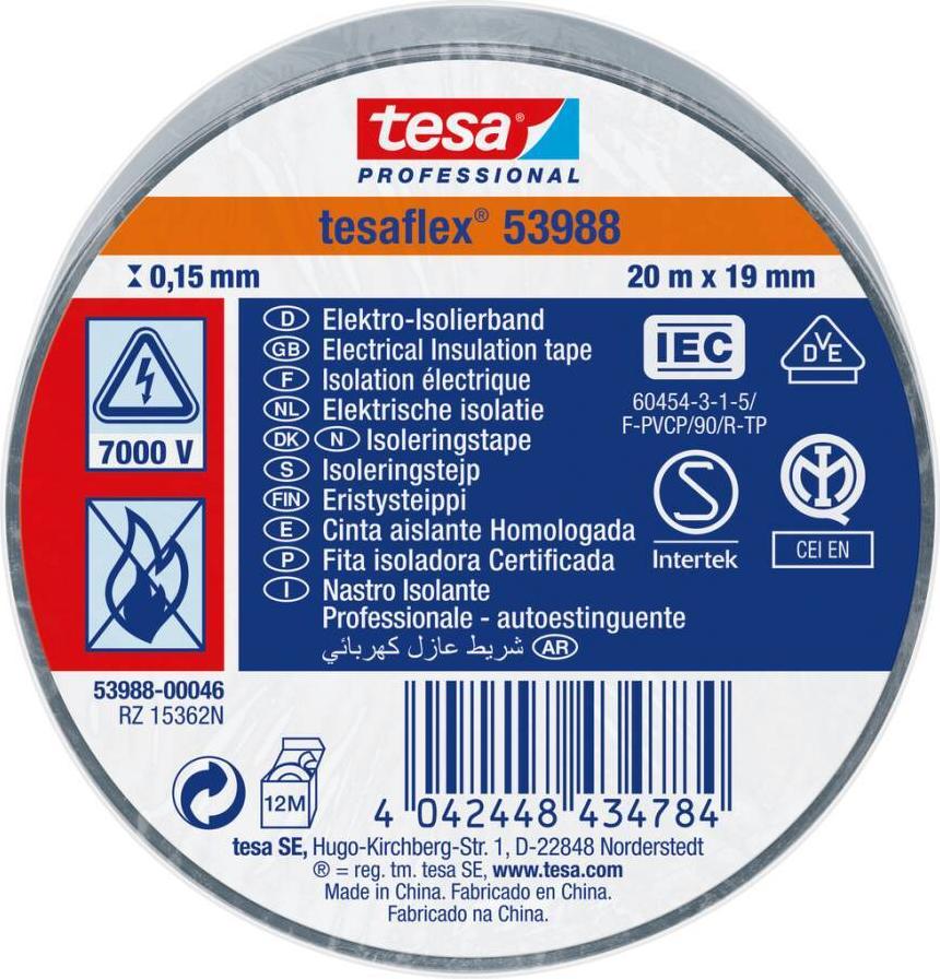 Tesa Weich-PVC-Isolierband, 19mm x 20m, Weiss (53988-00061-00)