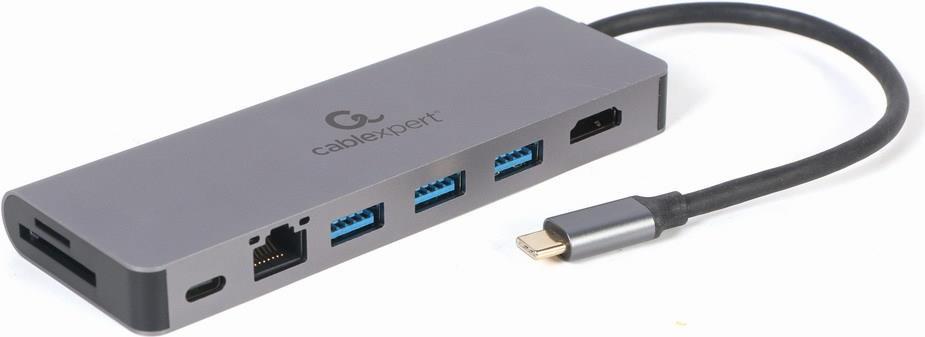 Gembird A-CM-COMBO5-05 USB Typ-C 5-in-1-Multiport-Adapter (Hub + HDMI + PD + Kartenleser + LAN) (A-CM-COMBO5-05)
