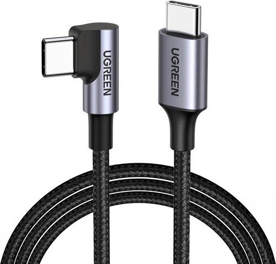 Ugreen USB-C-Kabel (gerade) / USB-C-Kabel (abgewinkelt) PD QC 60 W 3 A 0,5 m US255 (grau) (50122B)