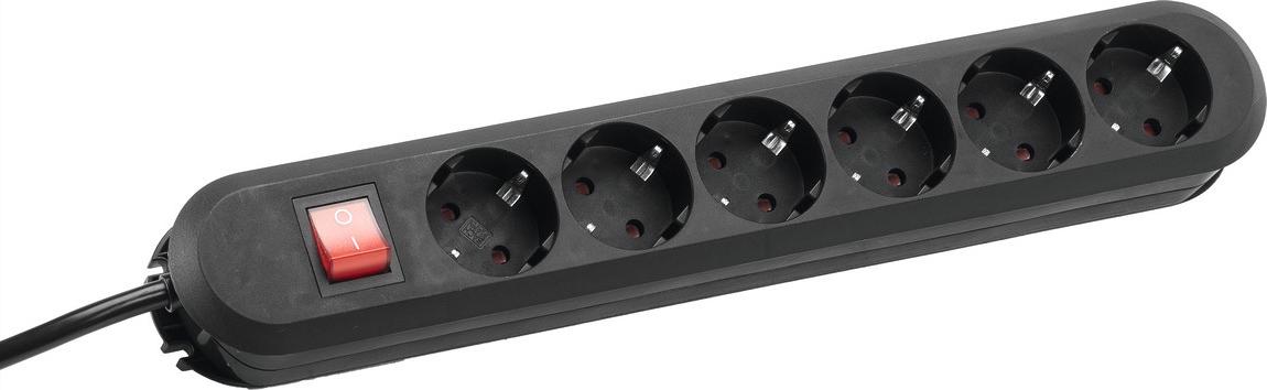 Bachmann SMART Steckdosenleiste 6-fach mit Schalter 5,0 m Anschlussleitung Schwarz