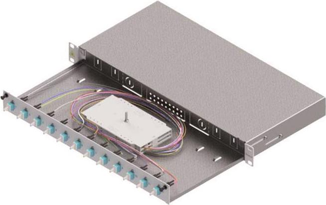 ZVK LSB1B223 LWL-Spleißgehäuse Basic 1HE 12x LC-Duplex Standard OM3 ausziehbar (LSB1B223)