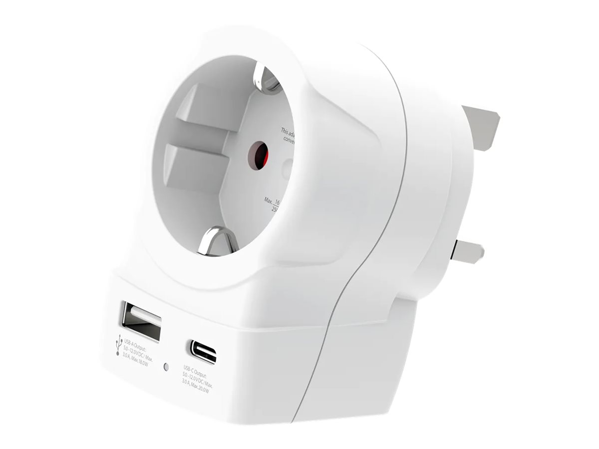 SKROSS Europe to UK USB AC20PD Reiseadapter Weiß