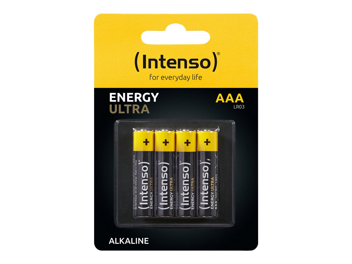 Intenso Energy Ultra AAA (LR03) Alkaline Batterien 1,5 V 1250 mAh 4er Pack Schwarz, Gelb