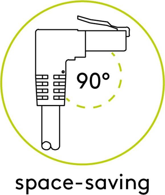 Goobay CAT 6A Patchkabel 1x 90° gewinkelt, U/UTP, Weiß, 0.5 m - Rastnase oben, CCA Kupfergemisch (51535)