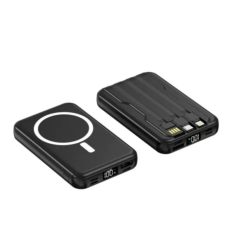 Mr.Disc  Powerbank Welcome: kompakte Bauweise. MagSafe Technik. Mit integrierten Kabeln. 10.000 mAh