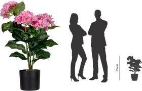 PAPERFLOW Kunstpflanze "Hortensie", rosa, Höhe: 550 mm Blumen und Blätter: Polyester, Stamm: Polyethylen, - 1 Stück (PAHORT55)