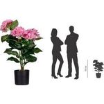 PAPERFLOW Kunstpflanze "Hortensie", rosa, Höhe: 550 mm Blumen und Blätter: Polyester, Stamm: Polyethylen, - 1 Stück (PAHORT55)