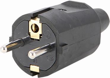 REV Schutzkontakt-Stecker mit Kunststoff-/ISO-Einsatz Gummi schwarz Elektrischer Netzstecker (0512091777)