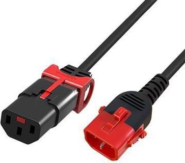 MicroConnect Powercord C13 IEC Lock+ - C14 Lock Dual Locking black (MC-DUALC13C14S-2.5)