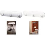 tesa Powerstrips Hakenleiste, mit 3 Haken, matt chrom einfaches Befestigen ohne Schrauben, für starken Halt - 1 Stück (58095-00000-02)