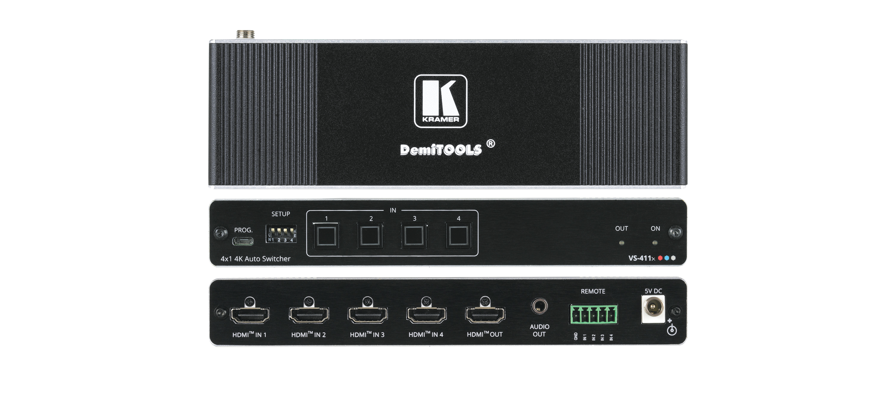 Kramer VS-411X 4x1 4K HDR HDMI Auto-Switcher Schwarz