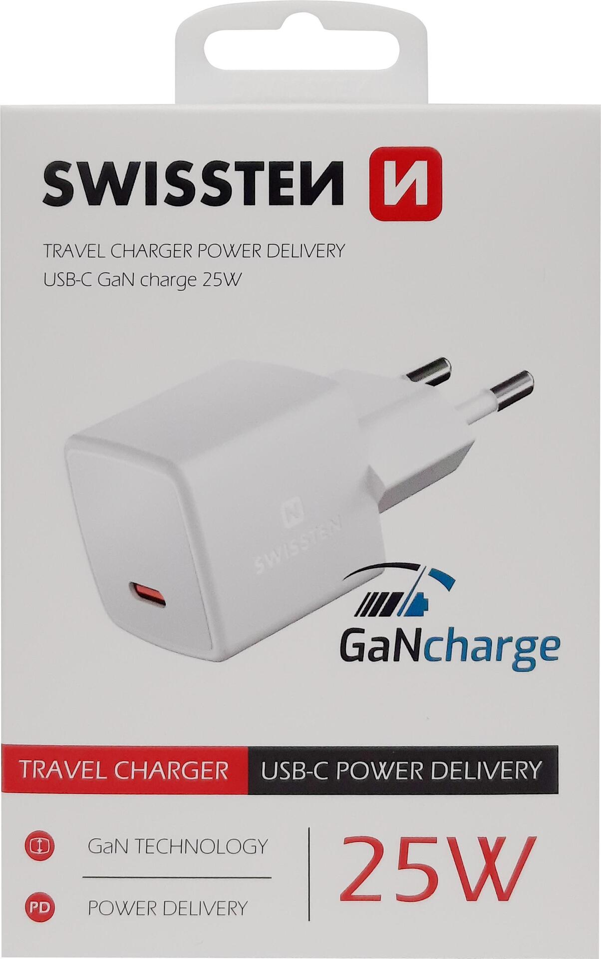 Swissten GaN Mini Travel Charger USB-C 25W PD (22044100)