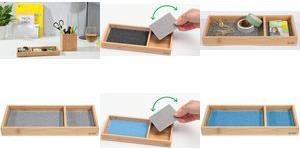 sigel Stifteschale Eyestyle, aus Bambus, hellgrau/schwarz mit 2 Textileinlegern in Leinenstruktur, zweifarbiger - 1 Stück (SA205)