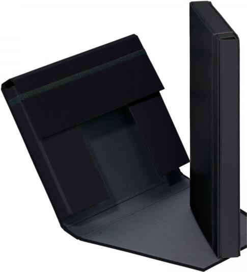 PAGNA Heftbox "Basic Colours" DIN A4 Karton Gummizugverschluss 3 Innenklappen Schwarz