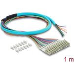 Delock LWL Pigtail Fanout Kabel 12 x LC-UPC Simplex Stecker zu 12 x offenes Kabelende 1 m (91054)