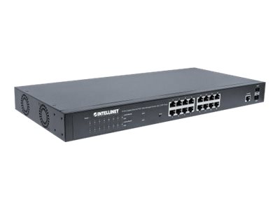 Intellinet 16-Port Gigabit Ethernet PoE+ Web-Managed Switch mit 2 SFP-Ports Schwarz