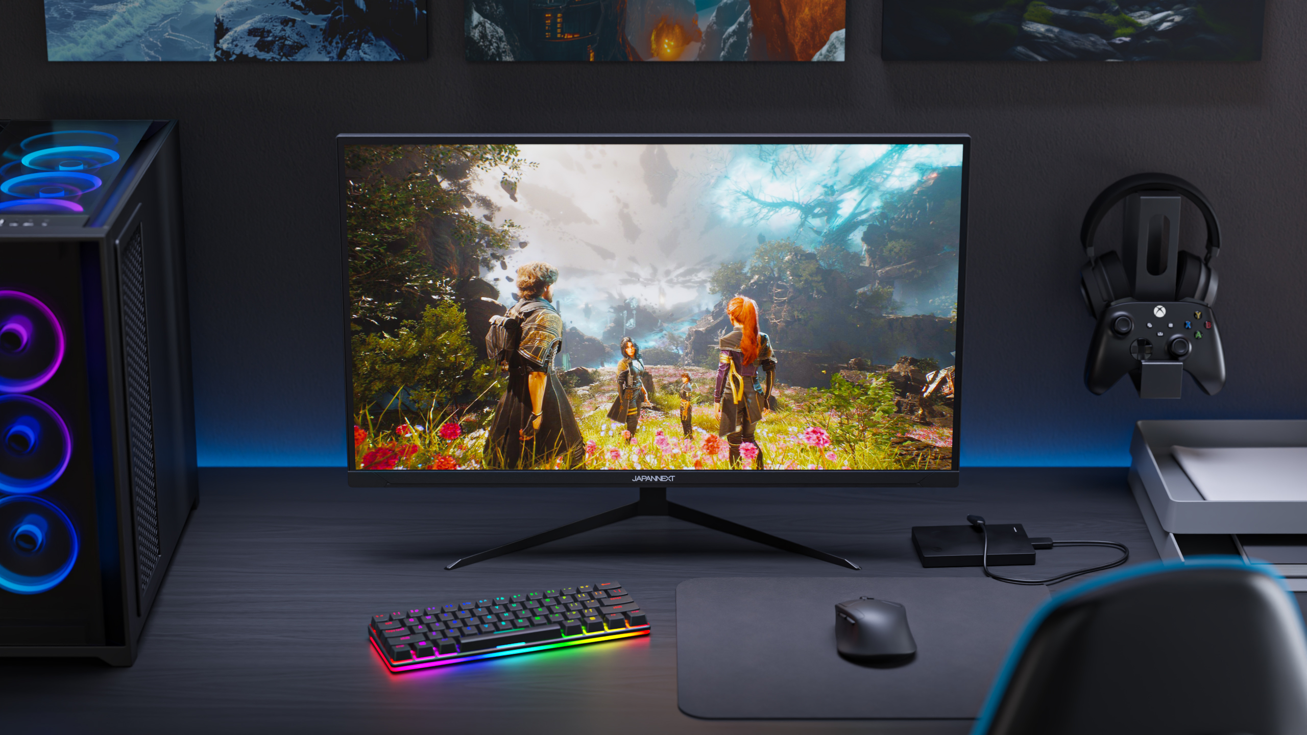 JAPANNEXT Gaming Monitor 27" Dual Mode 160Hz/4K (3840x2160) & 320Hz/FHD (1920x1080) 0,5ms | HDR | Neigungsverstellbar Integrierte Lautsprecher | 100% sRGB G-Sync/FreeSync (JN-I270UHD16FHD32)