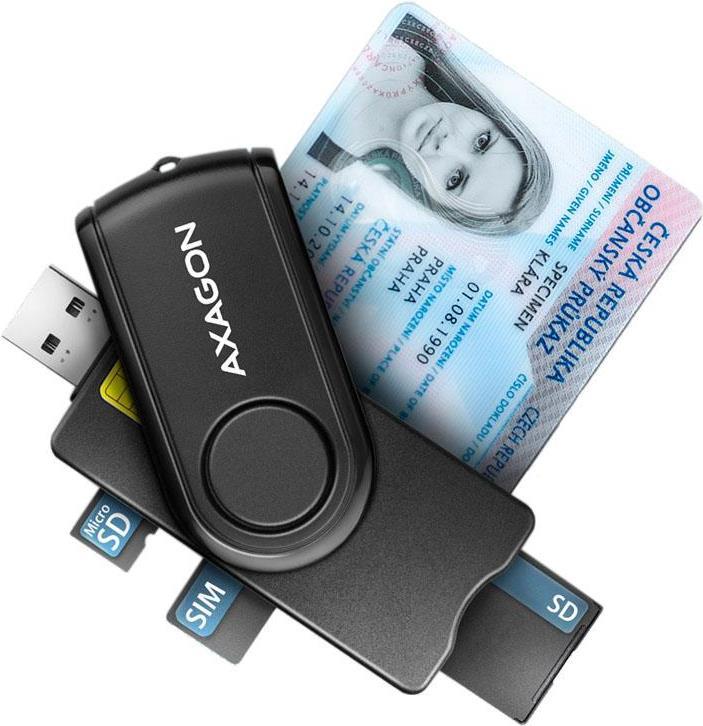 AXAGON CRE-SMP2A USB Smart Card & SD/microSD/SIM Card PocketReader (CRE-SMP2A)