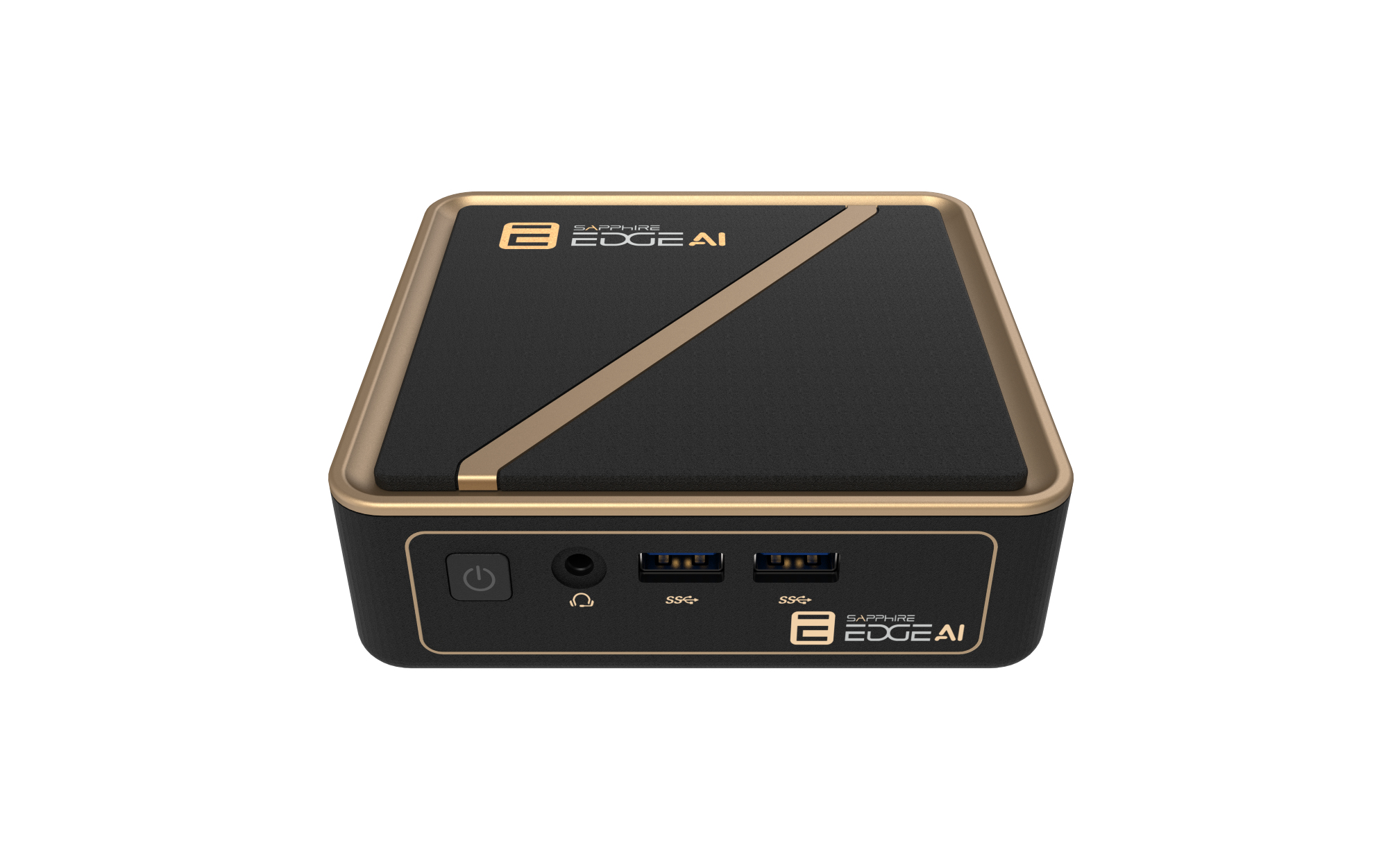 Sapphire EDGE AI 350 Barebone Mini-PC AMD Ryzen AI 7 350 DDR5 SO-DIMM Schwarz/Gold