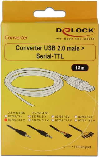 DeLock Cable USB TTL male > 2,5 mm 3 pin stereo jack male 1,8 m (3,3 V) (83789)