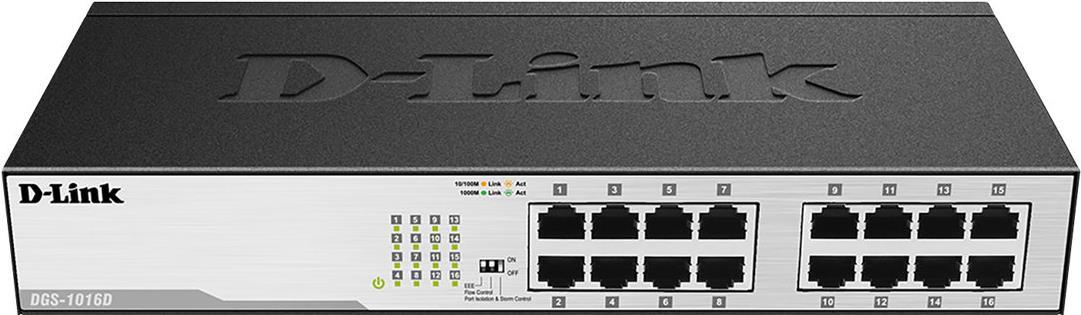 D-Link DGS-1016D 16-Port Gigabit Unmanaged Switch Schwarz, Metallisch