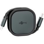 Wentronic goobay selbstaufrollendes USB-C Kabel sw/si 15W in robuster Gehäuse (77424)