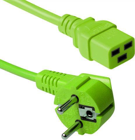ACT Powercord mains connector CEE7/7 male (angled) - C19 green 1.80 m. Lengte: 1.8 m Powercord schuko-c19 grn 1.80m (AK5177)
