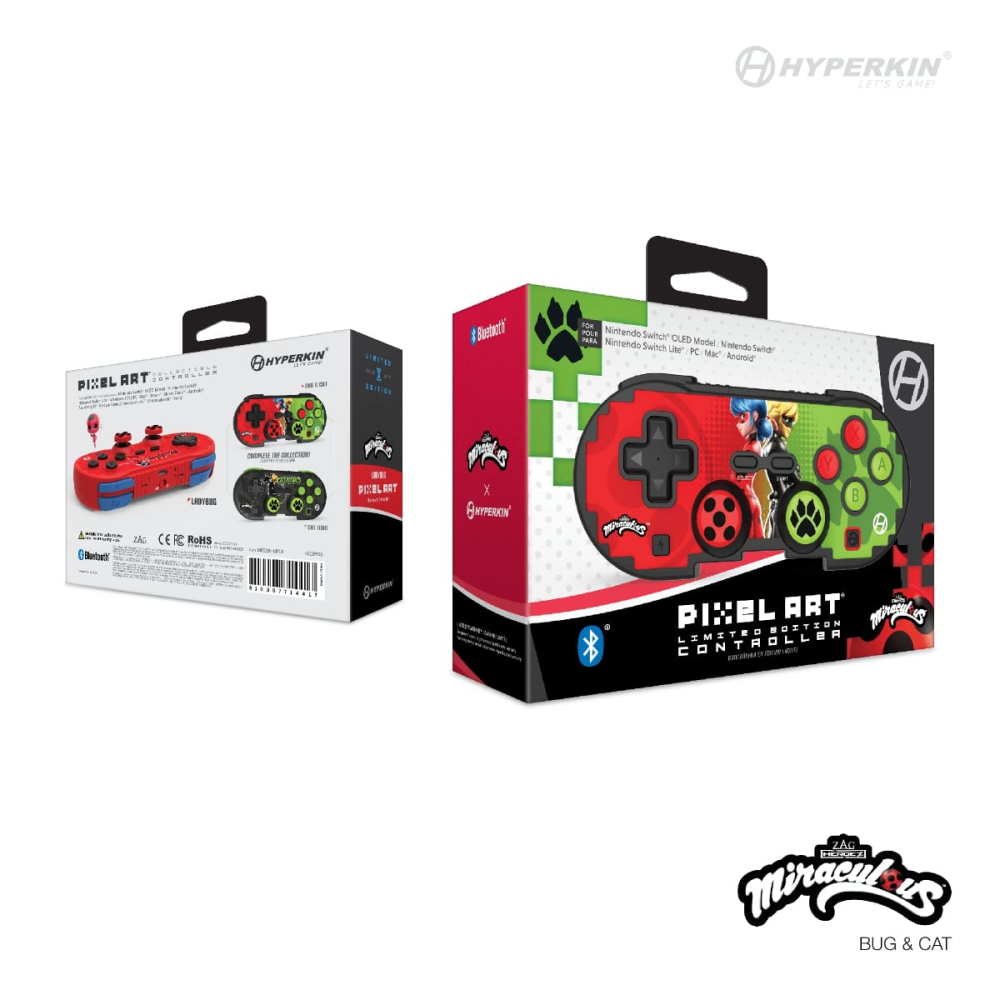 Hyperkin Pixel Art Miraculous Wireless bug&cat Gamepad Grün, Rot