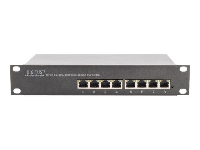 Digitus DIGITUS Professional DN-95317 10" 8-Port Gigabit PoE Switch Schwarz