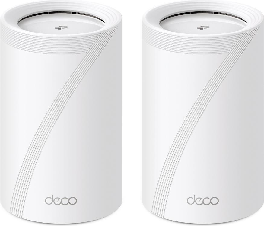 TP-Link Deco BE65. Produktfarbe: Weiß, Antennentyp: Intern, Produkttyp: Mesh-System. WLAN-Band: Tri-Band (2,4 GHz/5 GHz/6 GHz), Top WLAN-Standard: Wi-Fi 7 (802.11be), WLAN Datentransferrate (max.): 11000 Mbit/s. Virtueller Assistent: Amazon Alexa & Google Assistant, Cloud-Services unterstützt: TP-Link ID, Funktionen zur Kontrolle durch die Eltern: Schlafenszeit, Benutzerdefinierte Profile, Family online time ranking, Zeit für die Familie, Off.... Breite: 107,5 mm, Tiefe: 107,5 mm, Höhe: 176 mm. Anzahl enthaltener Produkte: 2 Stück(e), Number of units included: 2 Stück(e) (Deco BE65(2-pack))