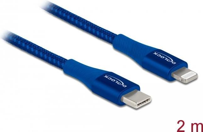 DELOCK Daten- und Ladekabel USB Type-C zu Lightning für iPhone , iPad und iPod blau 2 m MFi
