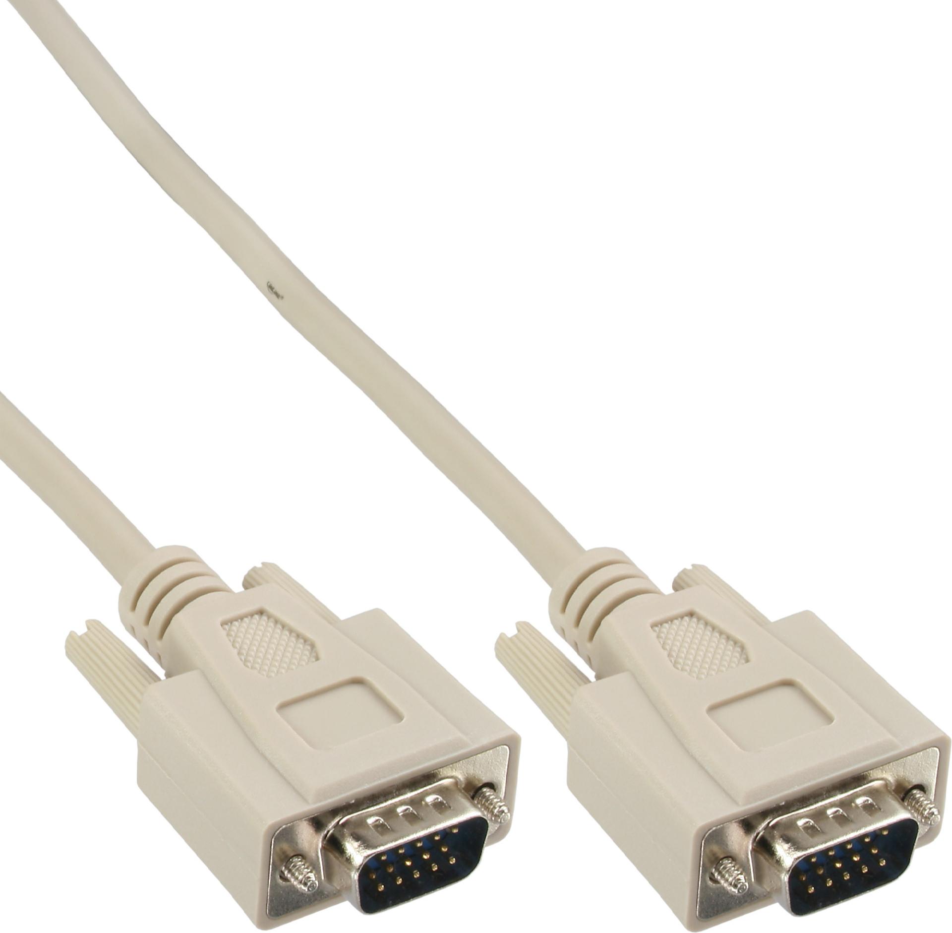 InLine VGA-Kabel HD-15 Stecker/Stecker 10 m Beige