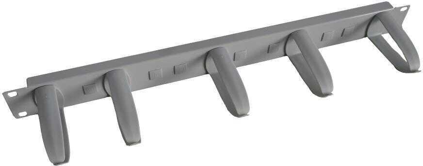 IT-BUDGET 19"-Kabelführungsplatte mit 5 drehbaren, stabilen Kunststoff-Kabelbügeln (90ITBKFP1HEG)