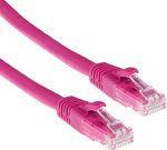 ACT Pink 1 meter U/UTP CAT6A patch cable snagless with RJ45 connectors. Cat6a u/utp snagless pk 1.00m (IB2401)