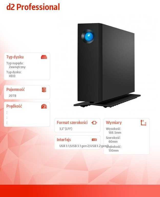 LaCie d2 Professional 20 TB Externe Festplatte USB 3.2 Gen 2 Schwarz
