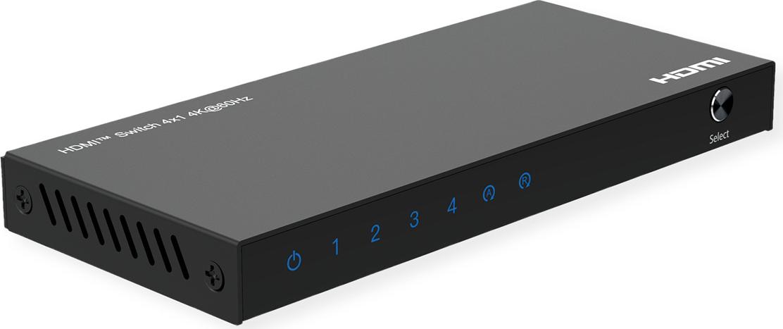 ROLINE HDMI Switch 4fach 4K60Hz HDCP2.3+ IR Fernbd. (14.01.3617)